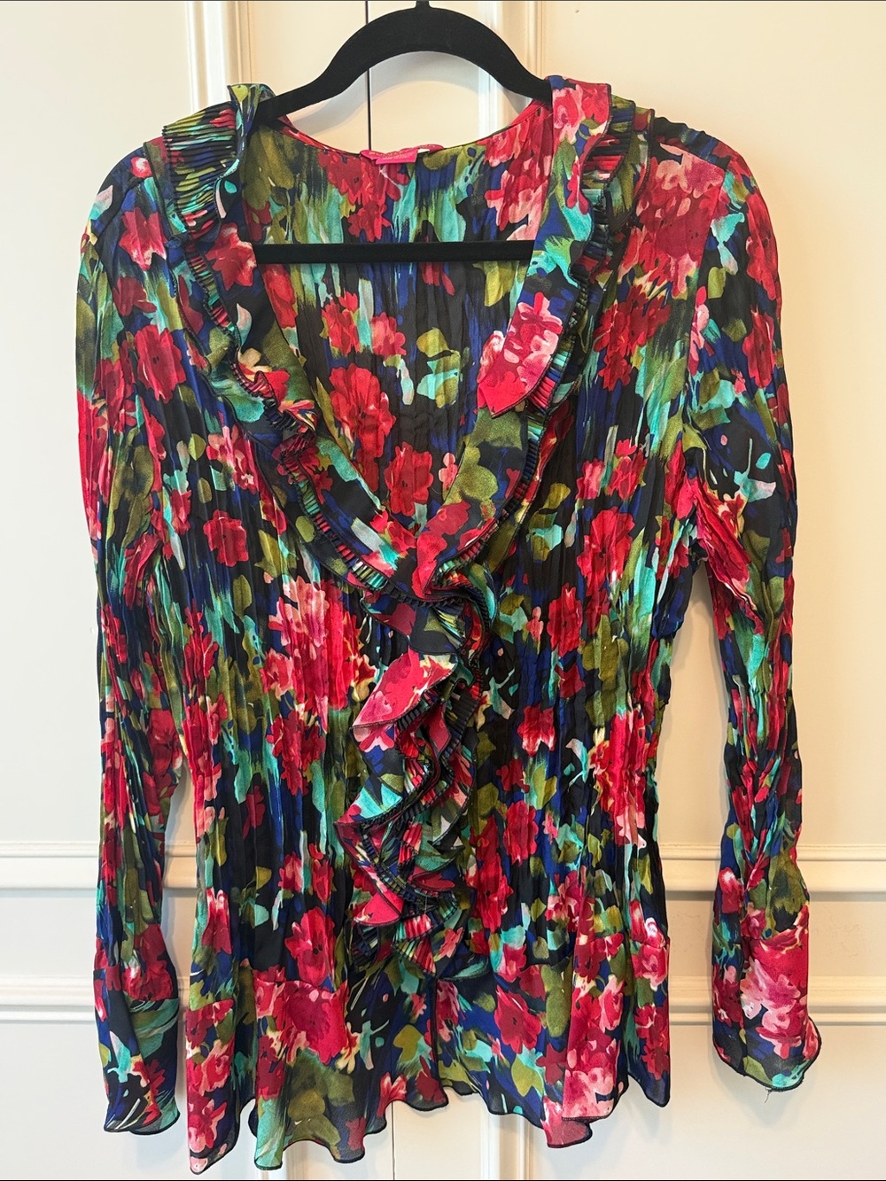 Sunny Leigh Multicolor Floral Ruffle V-Neck Blouse